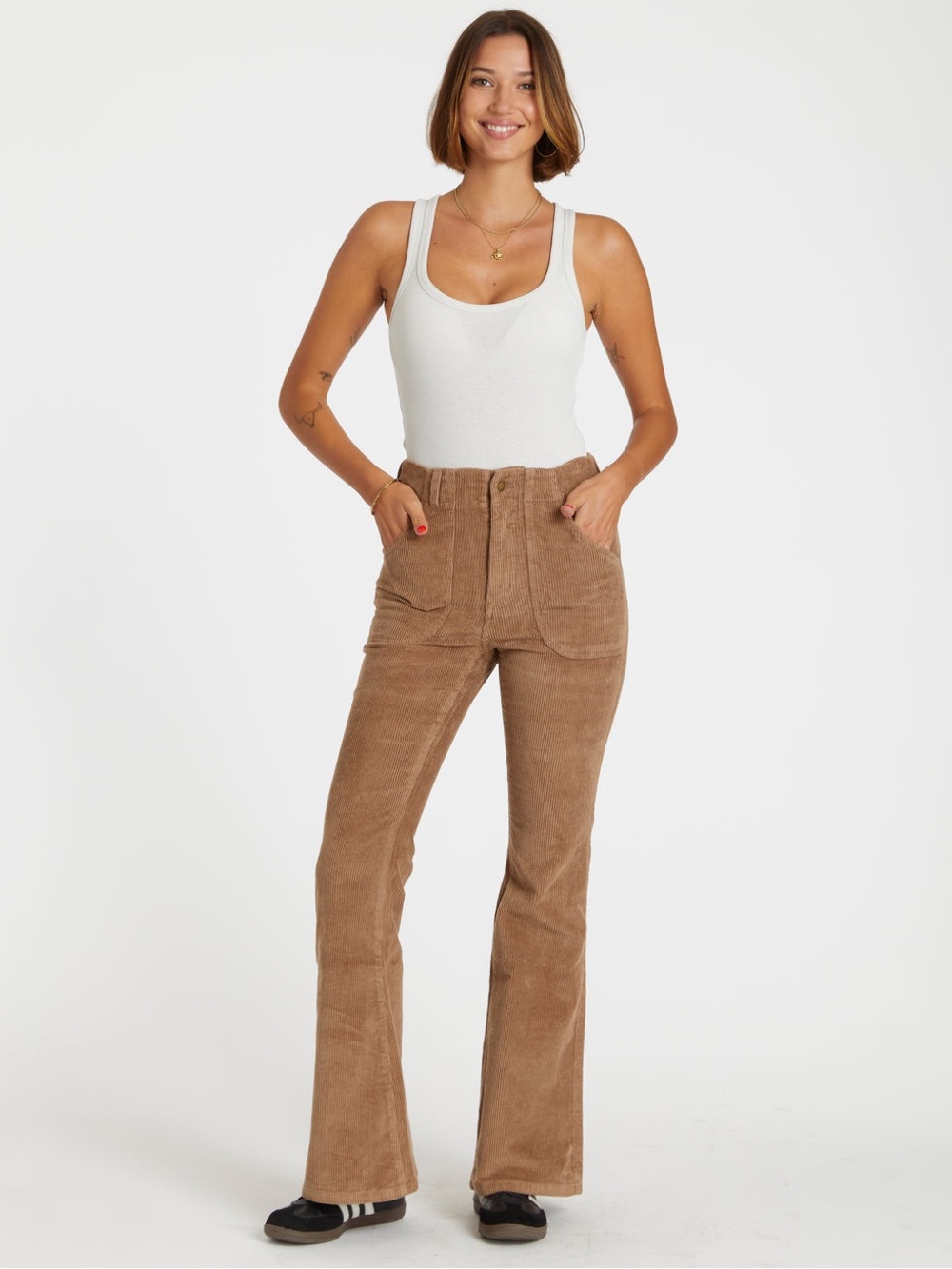Hammies Stretch Corduroy Brown Bell Bottoms Pants Size 28 X 32